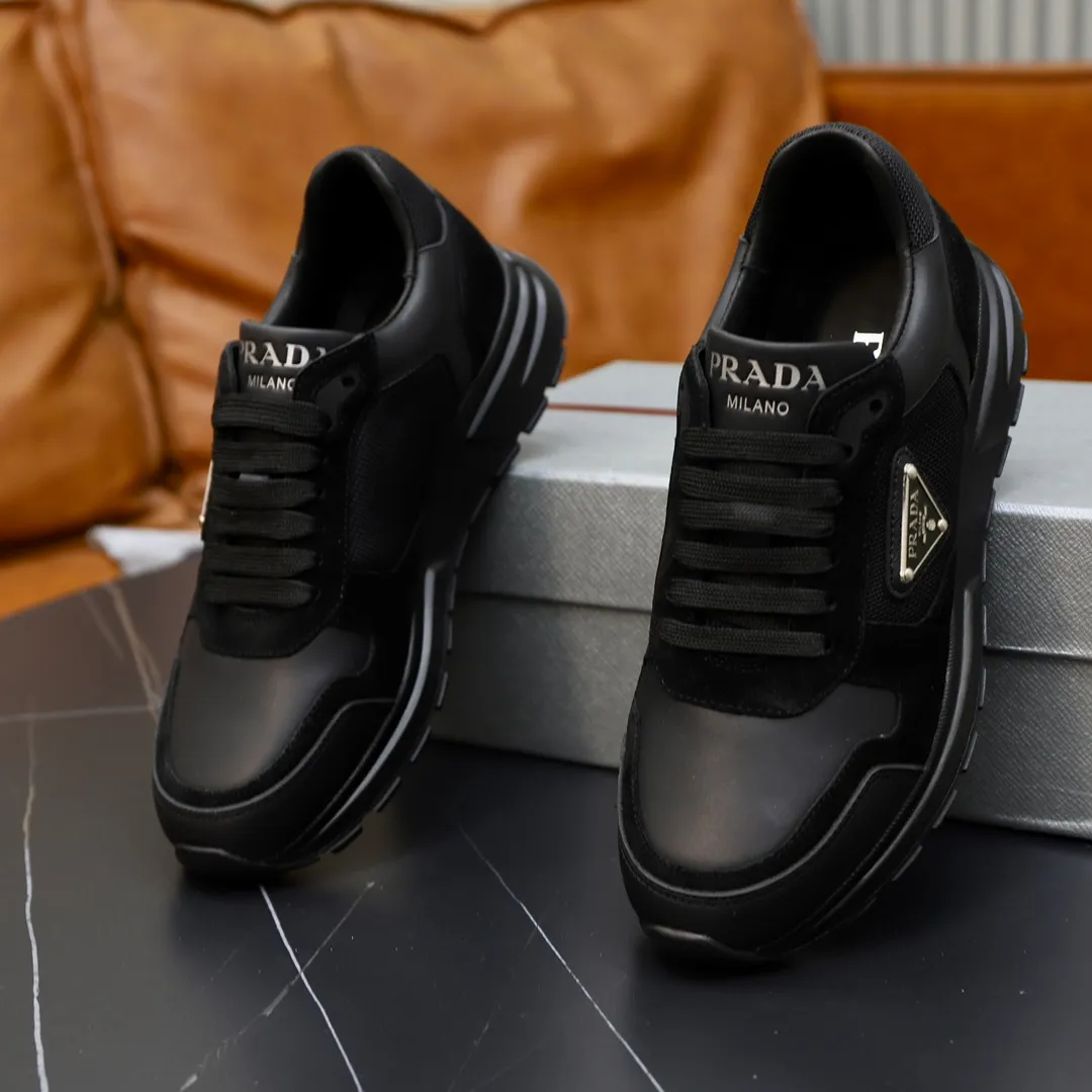Men's shoes 💰600💰🙅‍♂️🙅‍♂️🙅‍♂️ [PRADA] Prada - High-end quality original order - Upper: Nappa calfskin, tumbled calfskin spliced stretch cloth surface, tongue high frequency brand logo - Lining: water-dyed cowhide - Outsole: ultra-light TPU foam rubber; two-color molded outsole -Ultra-high quality control and fine workmanship: outstanding (high-end, extravagance, grade) -Size: 38-44 (45 can be customized)
